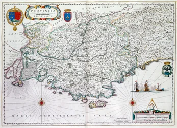 Karta över "Provincia" eller Provence, nu en del av södra Frankrike, 1638